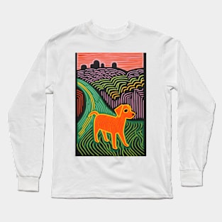 Riso-graphic Dog's Joyful Field Long Sleeve T-Shirt